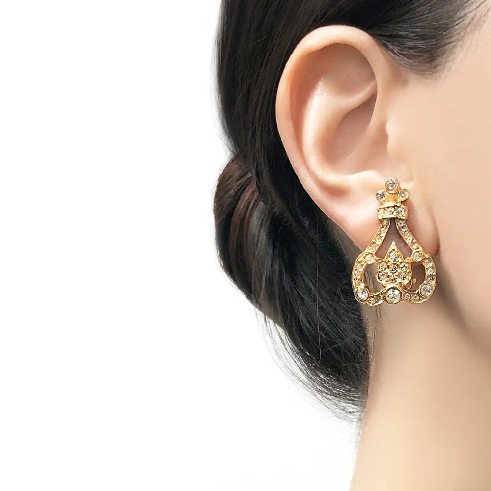 【フランス輸入】ヴィンテージ スフィンクス ラインストーン イヤリング/Vintage SPHINX Rhinestones Clip On Earrings