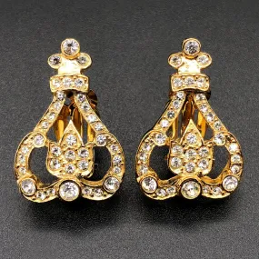 【フランス輸入】ヴィンテージ スフィンクス ラインストーン イヤリング/Vintage SPHINX Rhinestones Clip On Earrings