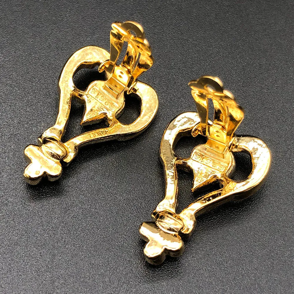 【フランス輸入】ヴィンテージ スフィンクス ラインストーン イヤリング/Vintage SPHINX Rhinestones Clip On Earrings